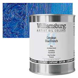 Williamsburg Handmade Safflower Oil Color - Cerulean Blue French, 16 oz Can and swatch