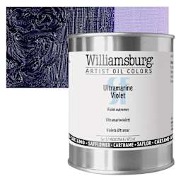 Williamsburg Handmade Safflower Oil Color - Ultramarine Violet, 16 oz can and swatch