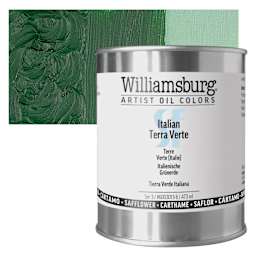Williamsburg Handmade Safflower Oil Color - Italian Terra Verte, 16 oz can and swatch
