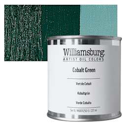 Williamsburg Handmade Oil Paint - Cobalt Green, 8 oz can and swatch