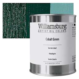 Williamsburg Handmade Oil Paint - Cobalt Green, 16 oz can and swatch