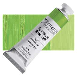 Williamsburg Handmade Oil Paint - Permanent Green Light, 37 ml tube and swatch