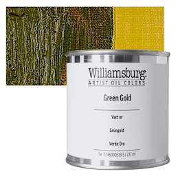 Williamsburg Handmade Oil Paint - Green Gold, 8 oz can and swatch