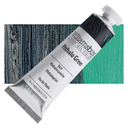 Williamsburg Handmade Oil Paint - Phthalo Green, 37 ml tube and swatch