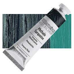 Williamsburg Handmade Oil Paint - Phthalo Turquoise, 37 ml tube and swatch