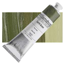 Williamsburg Handmade Oil Paint - Earth Green, 150 ml tube and swatch