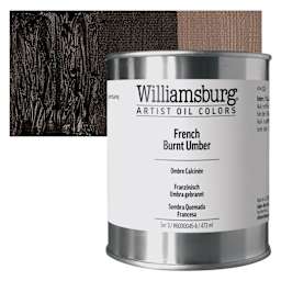 Williamsburg Handmade Oil Paint - French Burnt Umber, 16 oz can and swatch