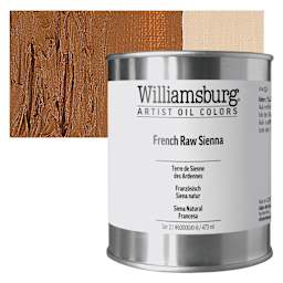 Williamsburg Handmade Oil Paint - French Raw Sienna, 16 oz can and swatch
