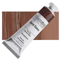 Williamsburg Handmade Oil Paint - Burnt Sienna, 37 ml tube and swatch