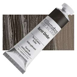 Williamsburg Handmade Oil Paint - Burnt Umber, 37 ml tube and swatch