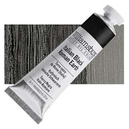 Williamsburg Handmade Oil Paint - Italian Black Roman Earth, 37 ml tube and swatch