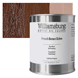 Williamsburg Handmade Oil Paint - French Brown Ochre, 16 oz can and swatch