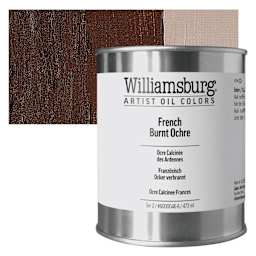 Williamsburg Handmade Oil Paint - French Burnt Ochre, 16 oz can and swatch
