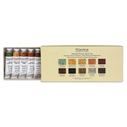 Williamsburg Handmade Oil Paints - Set of 10, French Earth Set, 37 ml package partially open