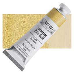 Williamsburg Handmade Oil Paint - Iridescent Pale Gold, 37 ml tube and swatch