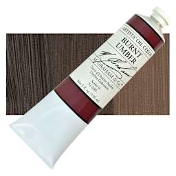 M. Graham Artists' Oil Color - Burnt Umber, 150 ml tube and swatch
