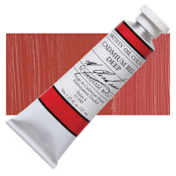 M. Graham Artists' Oil Color - Cadmium Red Deep, 37 ml tube and swatch
