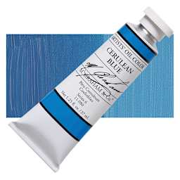 M. Graham Artists' Oil Color - Cerulean Blue, 37 ml tube and swatch