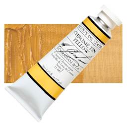 M. Graham Artists' Oil Color - Chrome Tin Yellow, 37 ml tube and swatch