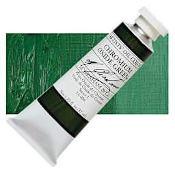 M. Graham Artists' Oil Color - Chromium Oxide Green, 37 ml tube and swatch