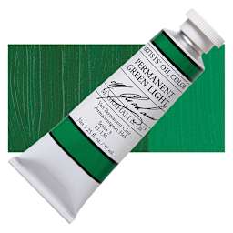M. Graham Artists' Oil Color - Permanent Green Light, 37 ml tube and swatch