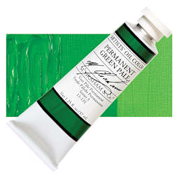 M. Graham Artists' Oil Color - Permanent Green Pale, 37 ml tube and swatch