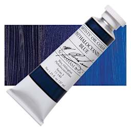 M. Graham Artists' Oil Color - Phthalocyanine Blue, 37 ml tube and swatch