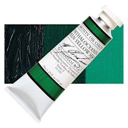 M. Graham Artists' Oil Color - Phthalocyanine Green Yellow Shade, 37 ml tube and swatch