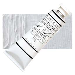 M. Graham Artists' Oil Color - Titanium White Sunflower, 37 ml tube and swatch