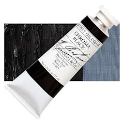 M. Graham Artists' Oil Color - Chroma Black, 37 ml tube and swatch