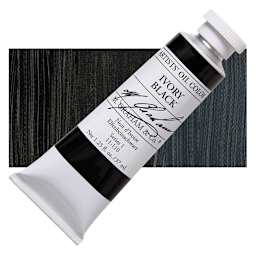 M. Graham Artists' Oil Color - Ivory Black, 37 ml tube and swatch