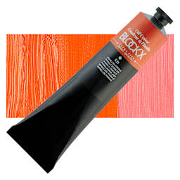 Blockx Artist Oil Color - Pyrrolo Vermilion, 200 ml tube and swatch