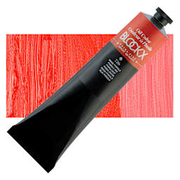 Blockx Artist Oil Color - Pyrrolo Red, 200 ml tube and swatch