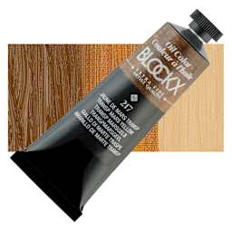 Blockx Artist Oil Color - Transparent Mars Yellow, 35 ml tube and swatch