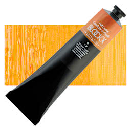 Blockx Artist Oil Color - Cadmium Yellow Orange, 200 ml Tube and swatch