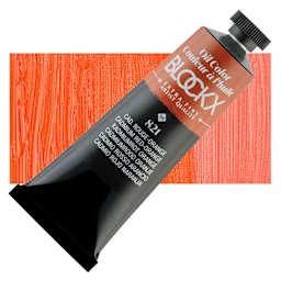 Blockx Artist Oil Color - Cadmium Red Orange, 35 ml Tube and swatch