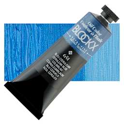 Blockx Artist Oil Color - Cerulean Blue, 35 ml Tube and swatch