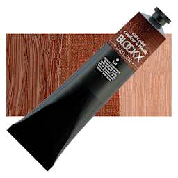 Blockx Artist Oil Color - Burnt Sienna Deep, 200 ml Tube and swatch