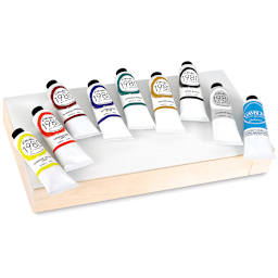 Gamblin 1980 Oils - Introductory Set, View 37 ml tubes and a primed,handcrafted hard panel