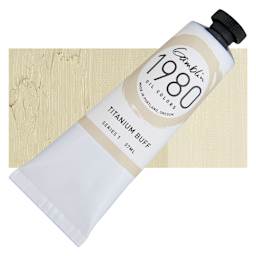 Gamblin 1980 Oil Paint - Titanium Buff, 37 ml tube and swatch