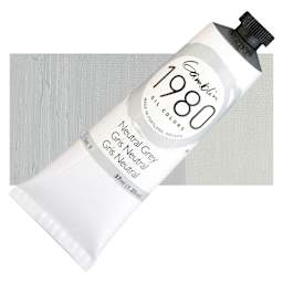 Gamblin 1980 Oil Paint - Neutral Gray, 37 ml tube and swatch