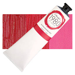 Gamblin 1980 Oil Paint - Quinacridone Red, 150 ml tube and swatch