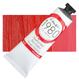 Gamblin 1980 Oil Paint - Naphthol Red, 37 ml tube and swatch