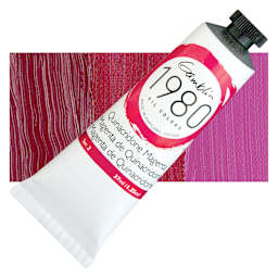 Gamblin 1980 Oil Paint - Quinacridone Magenta, 37 ml tube and swatch