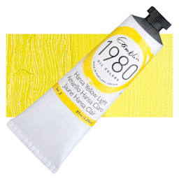 Gamblin 1980 Oil Paint - Hansa Yellow Light, 37 ml tube and swatch