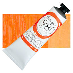 Gamblin 1980 Oil Paint - Permanent Orange, 37 ml tube and swatch