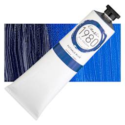 Gamblin 1980 Oil Paint - Phthalo Blue, 150 ml tube and swatch