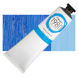 Gamblin 1980 Oil Paint - Cerulean Blue, 150 ml tube and swatch