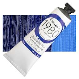 Gamblin 1980 Oil Paint - Ultramarine Blue, 37 ml tube and swatch