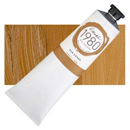 Gamblin 1980 Oil Paint - Raw Sienna, 150 ml tube and swatch